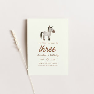 Onze kleine cowboy paard verjaardagsfeestje uitnod kaart