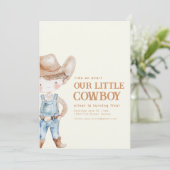 Onze kleine cowboy verjaardagsfeestje uitnodigen kaart (Staand voorkant)