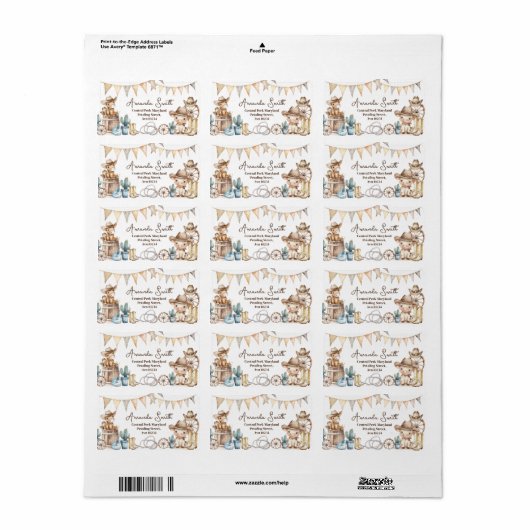 Onze kleine Cowboy Wild West Baby shower adres Etiket (Full Sheet)