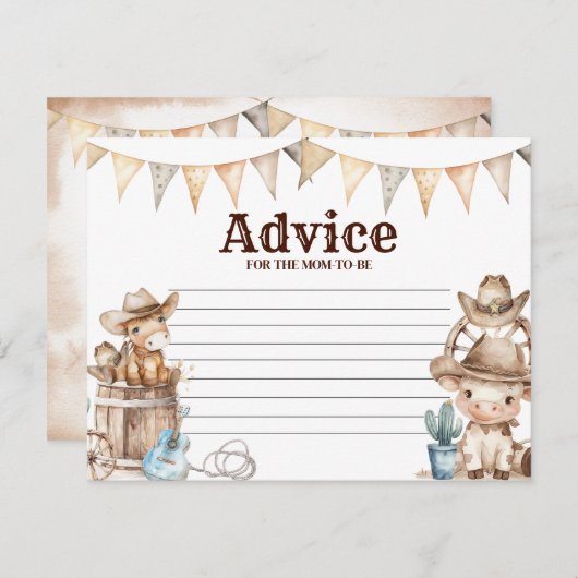 Onze kleine Cowboy Wild West Baby shower advies Informatiekaartje (Voorkant / Achterkant)