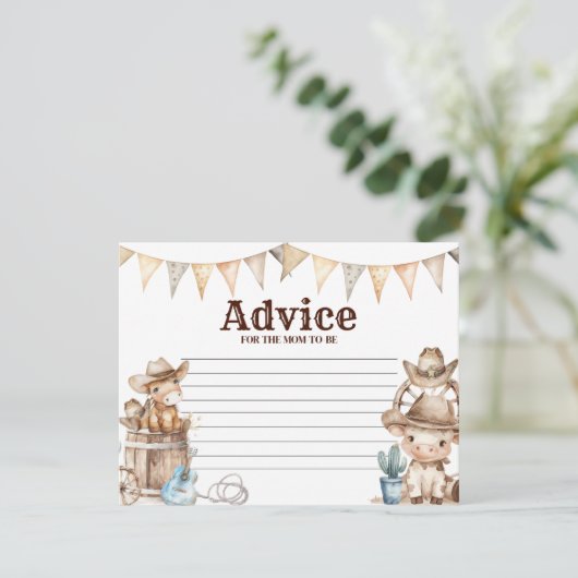 Onze kleine Cowboy Wild West Baby shower advies Informatiekaartje (Staand voorkant)