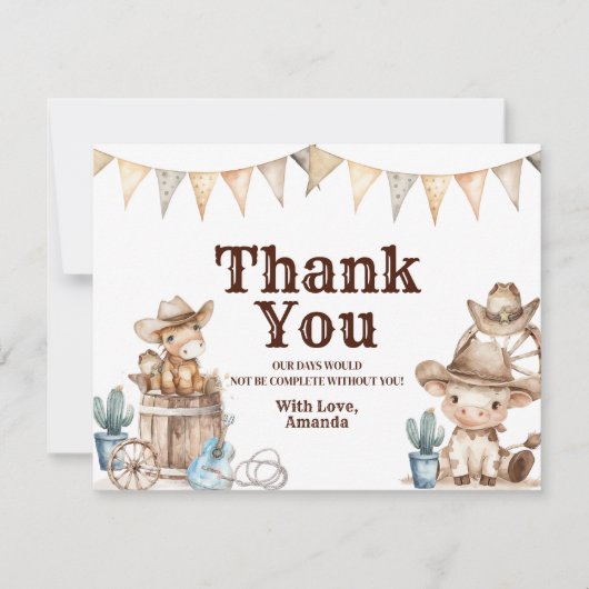 Onze kleine Cowboy Wild West Baby shower Bedankkaart (Voorkant)