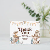 Onze kleine Cowboy Wild West Baby shower Bedankkaart (Staand voorkant)