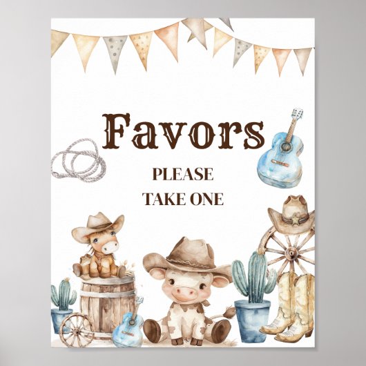 Onze kleine Cowboy Wild West Baby shower gunsten Poster (Voorkant)