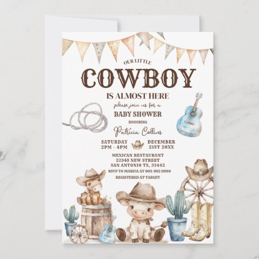 Onze kleine Cowboy Wild West Baby shower Kaart (Voorkant)