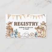 Onze kleine Cowboy Wild West Baby shower Registry Informatiekaartje (Voorkant)