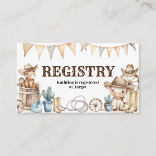 Onze kleine Cowboy Wild West Baby shower Registry Informatiekaartje