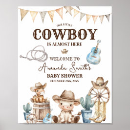 Onze kleine Cowboy Wild West Baby shower Welkom Poster