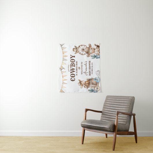 Onze kleine Cowboy Wild West Baby shower Welkom Wandkleed (In situ)