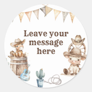 Onze kleine Cowboy Wild West houdt van je boodscha Ronde Sticker