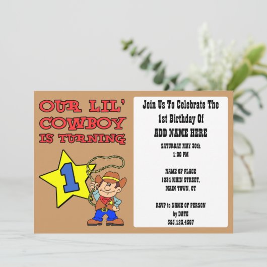 Onze Kleine Cowboy Wordt Eén Kaart (Staand voorkant)