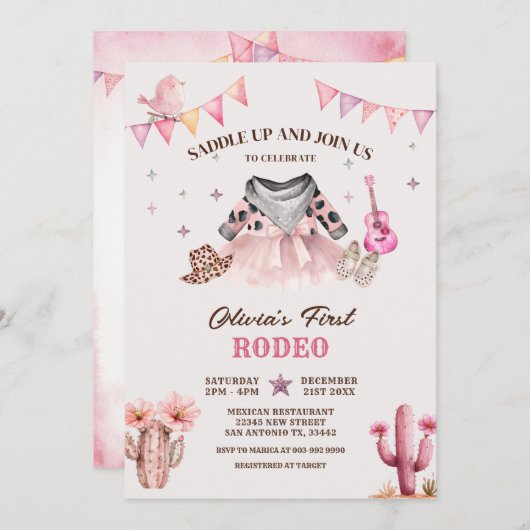 Onze kleine cowgirl Westerne de eerste rodeo-verja Kaart (Voorkant / Achterkant)