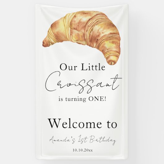 Onze kleine croissant 1e verjaardag spandoek (Verticaal)