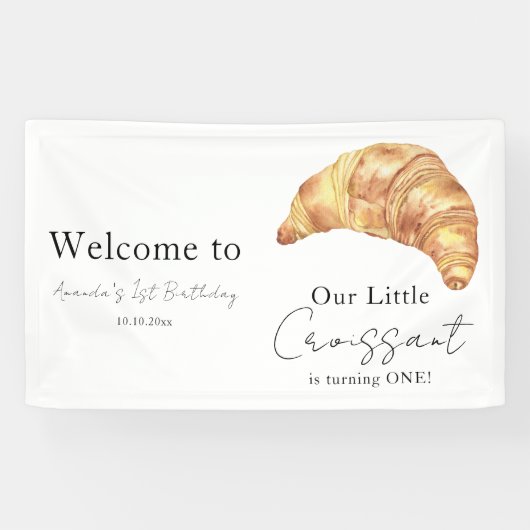 Onze kleine croissant 1e verjaardag spandoek (Horizontaal)