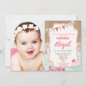 Onze kleine Cupcake-verjaardagsmeisje 1e foto Kaart (Voorkant)