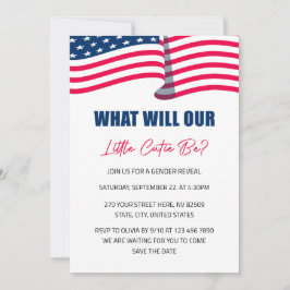 Onze Kleine Cutie 4th van Juli Gender Reveal Kaart