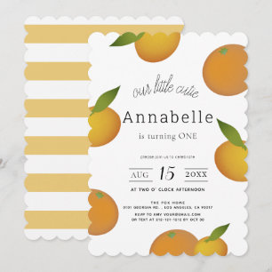 Onze kleine Cutie Citrus Oranje Meisje 1e Verjaard Kaart