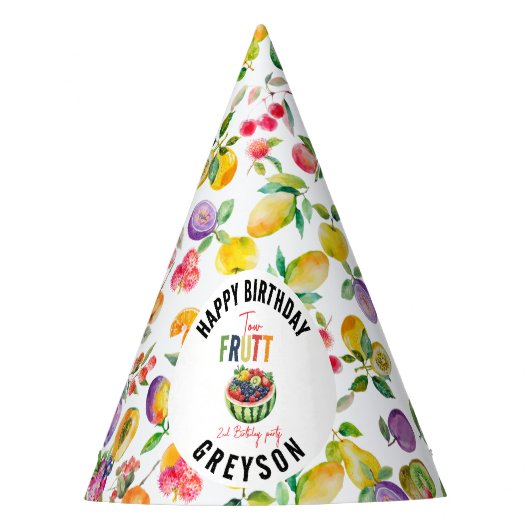 Onze kleine cutie fruit 2e Verjaardag Party Feesthoedjes (Voorkant)
