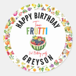 Onze kleine cutie fruit 2e Verjaardag Party Ronde Sticker