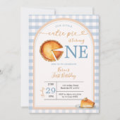 Onze Kleine Cutie Pie Blue Gingham eerste verjaard Kaart (Voorkant)