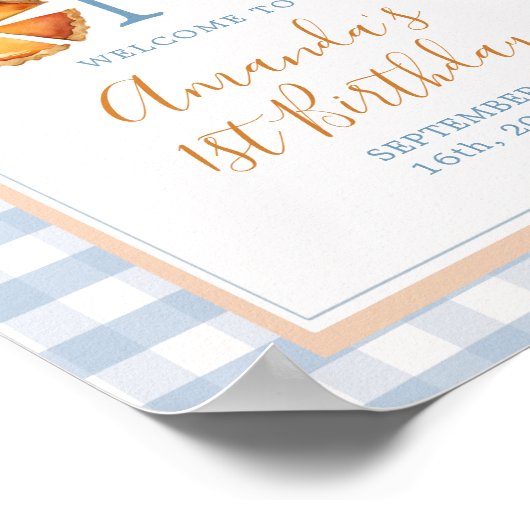 Onze kleine Cutie Pie Een 1e verjaardag Welkom Tek Poster (Hoek)