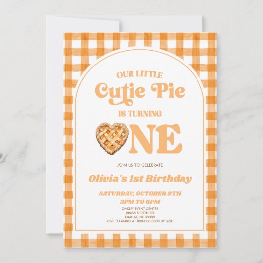 Onze Kleine Cutie Pie Retro 1e Verjaardagsfeest Kaart (Voorkant)