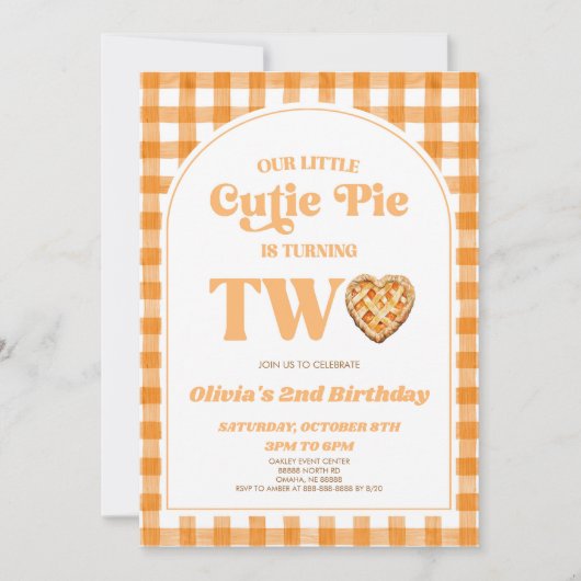 Onze Kleine Cutie Pie Retro 2e Verjaardagsfeest Kaart (Voorkant)