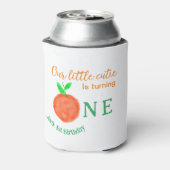 Onze kleine cutie sinaasappel een verjaardag citru blikjeskoeler (Blikje Achterkant)