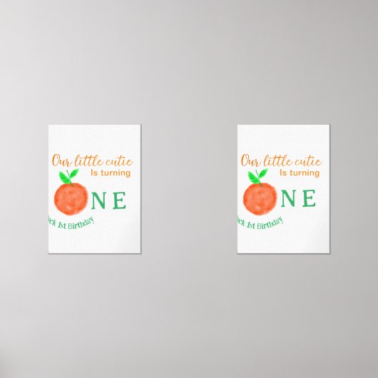 Onze kleine cutie sinaasappel een verjaardag citru muurkunst sets (Voorkant)
