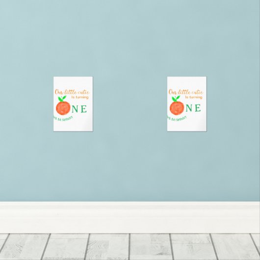 Onze kleine cutie sinaasappel een verjaardag citru muurkunst sets (Houten vloer)