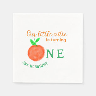Onze kleine cutie sinaasappel een verjaardag citru servet