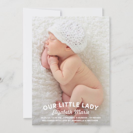 Onze kleine dame Birth kondiging Aankondiging (Voorkant)