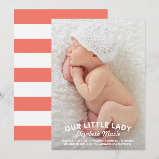 Onze kleine dame Birth kondiging Aankondiging (Voorkant / Achterkant)