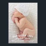 Onze kleine dame Birth kondiging Aankondiging<br><div class="desc">Andere kleuren in onze winkel</div>