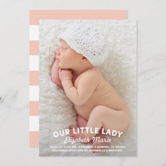 Onze kleine dame Birth kondiging Aankondiging (Voorkant / Achterkant)