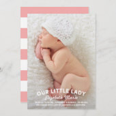 Onze kleine dame Birth kondiging Aankondiging (Voorkant / Achterkant)