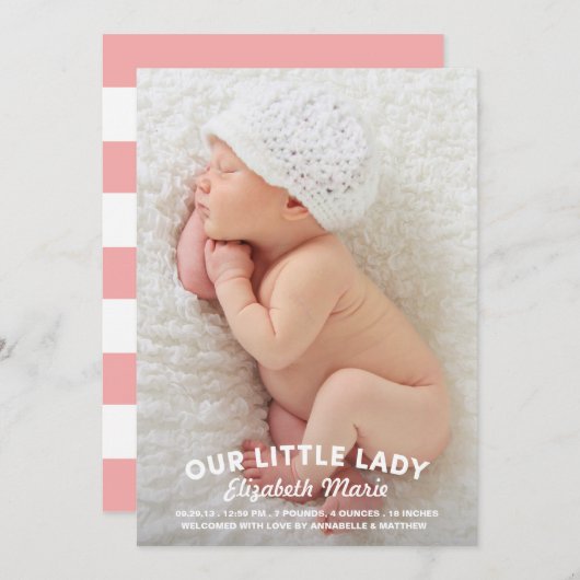 Onze kleine dame Birth kondiging Aankondiging (Voorkant / Achterkant)