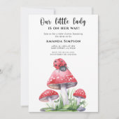 Onze kleine dame is onderweg naar het Baby shower Kaart (Voorkant)