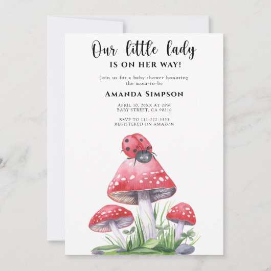 Onze kleine dame is onderweg naar het Baby shower Kaart (Voorkant)