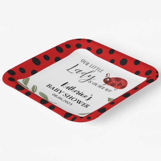 Onze kleine dame is op weg meisje baby shower papieren bordje (Gebogen)