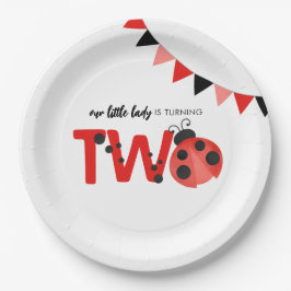 Onze kleine dame wordt twee lieveheersbeestje papieren bordje