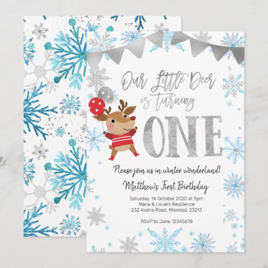 Onze kleine deer draait om een winterdag kaart (Voorkant / Achterkant)