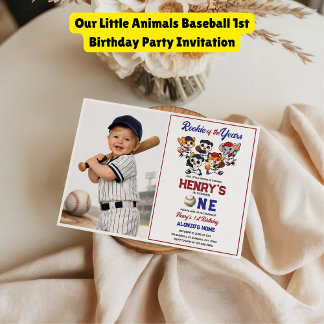 Onze Kleine Dieren Honkbal 1e Verjaardagsfeestje Kaart