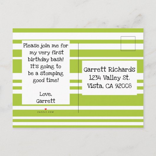 Onze Kleine Dino Verjaardag Uitnodiging Dinosaurus (Achterkant)