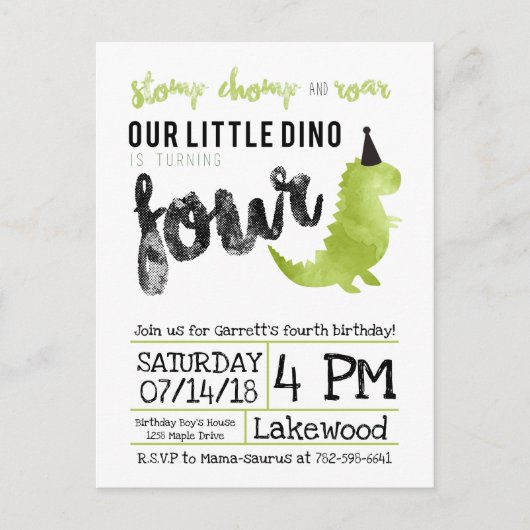 Onze Kleine Dino Verjaardag Uitnodiging Dinosaurus (Voorkant)