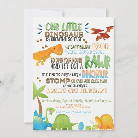 Onze kleine dinosaurus-kinderen, uitnodiging van a (Voorkant)