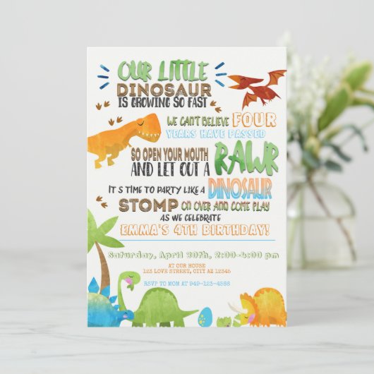 Onze kleine dinosaurus-kinderen, uitnodiging van a (Staand voorkant)