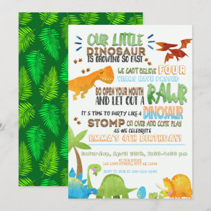 Onze kleine dinosaurus-kinderen, uitnodiging van a