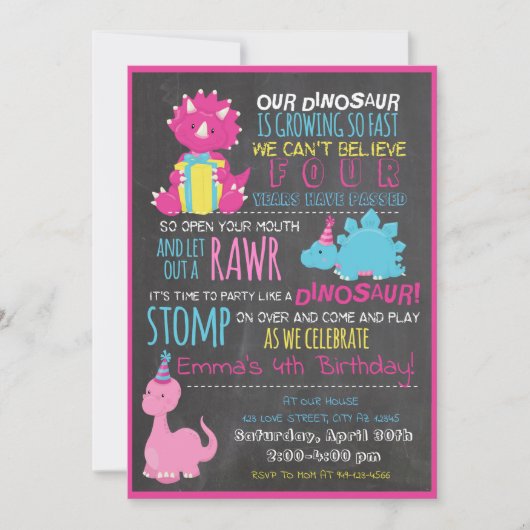 Onze kleine dinosaurus-kinderen, uitnodiging van a (Voorkant)