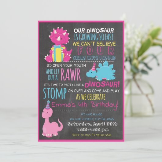 Onze kleine dinosaurus-kinderen, uitnodiging van a (Staand voorkant)